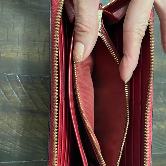 Coach Accordion Red Leather Wallet with Gold Metal - Picture 14 of 14